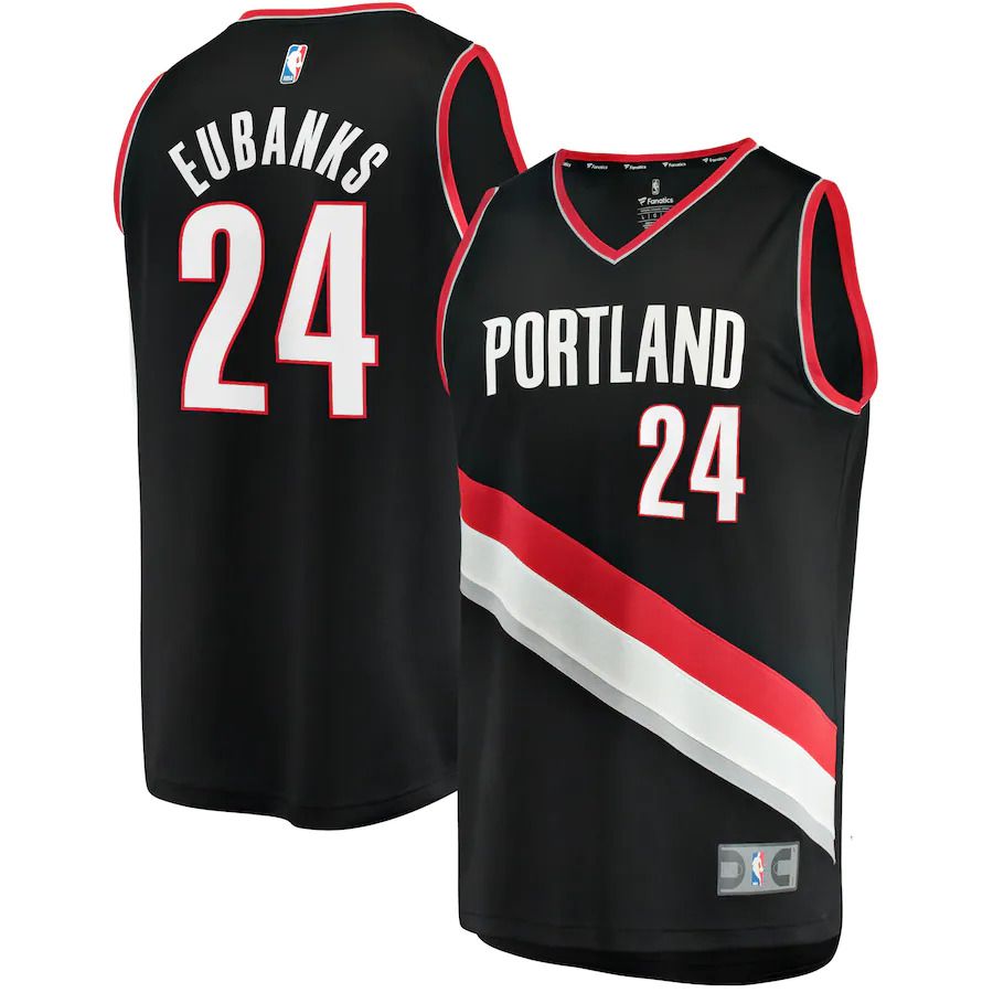 Men Portland Trail Blazers #24 Drew Eubanks Fanatics Branded Black 2022-23 Fast Break Replica Player NBA Jersey